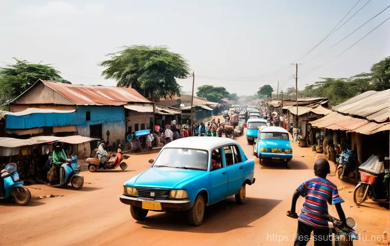 남수단에서 물가 수준 - **Prompt:** A vibrant and colorful Konyo Konyo local market in Juba, South Sudan. Numerous stalls di...