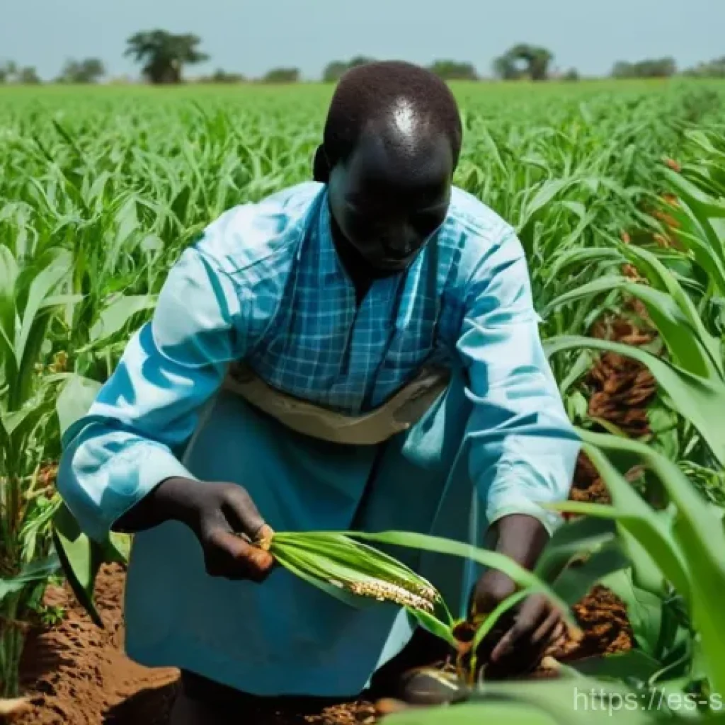 남수단의 미래 가능성 - **Prompt: "A vibrant, panoramic view of fertile agricultural land in South Sudan during harvest seas...