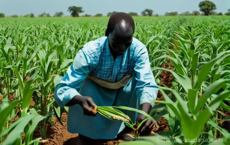 남수단의 미래 가능성 - **Prompt: "A vibrant, panoramic view of fertile agricultural land in South Sudan during harvest seas...
