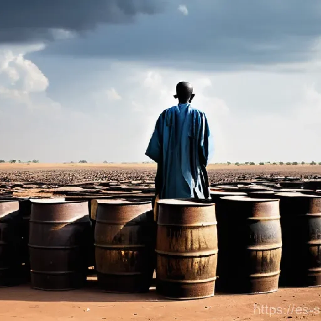 남수단 원유 생산량 - **Prompt 1: Fragile Economic Balance**
    "A lone figure, representing South Sudan, stands precario...