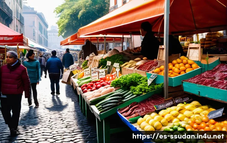 주바 생활 정보 - A vibrant outdoor market scene in Buenos Aires&rsquo; San Telmo neighborhood during early morning, featuri...