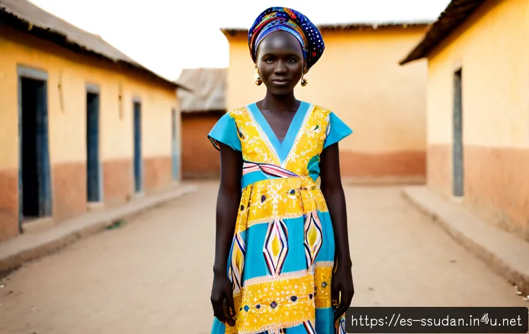 Home 17 남수단 전통 의상 - Photorealistic full-length portrait of a South Sudanese woman wearing a vibrant traditional ankle-le...